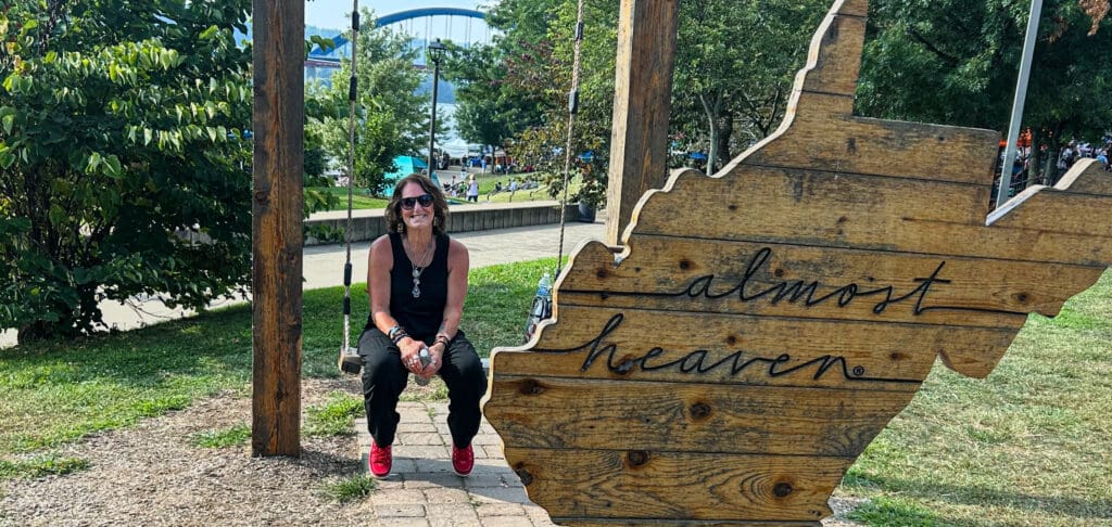 A female on a swing.