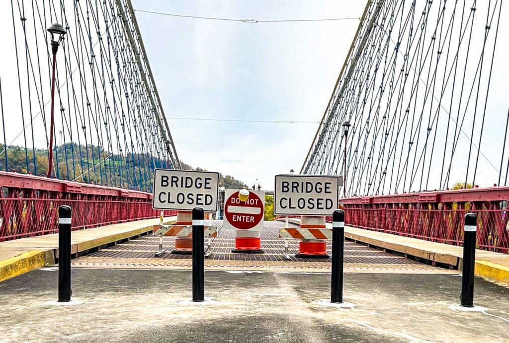 The approach to a bridge.