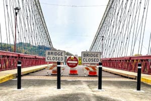 The approach to a bridge.