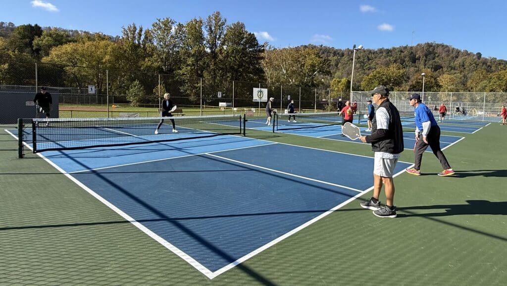 A pickleball court.