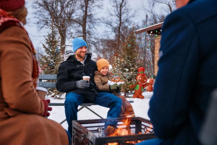 Outdoors with hot chocolate