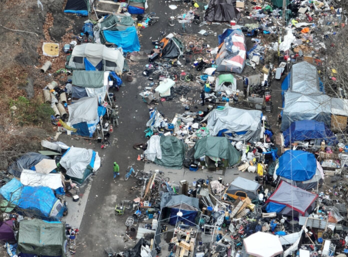 A homeless camp.