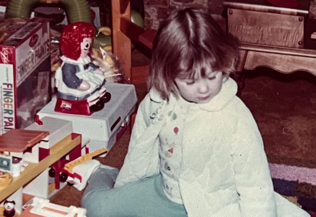 A girl on Christmas.