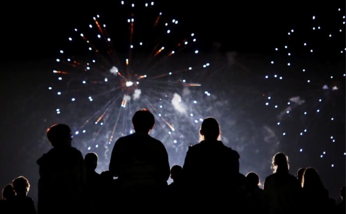 Fireworks in the sky.