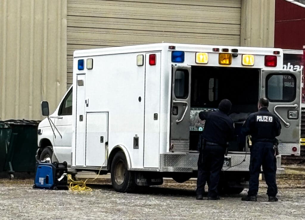 An unmarked ambulance.