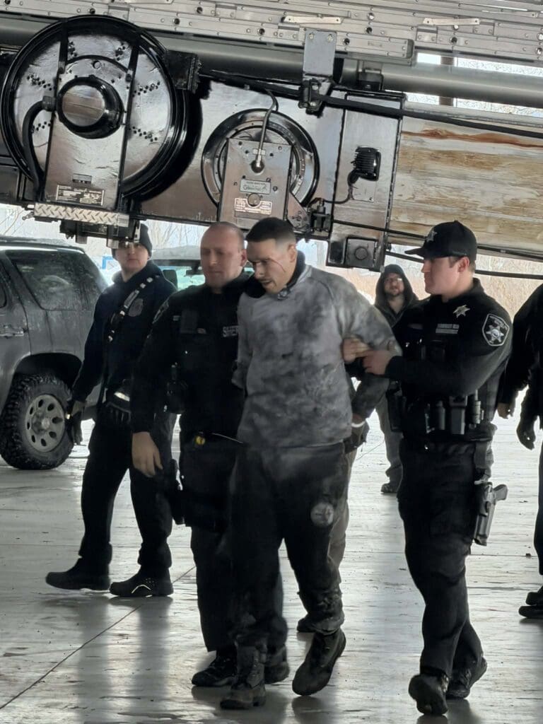 A number of police officers.