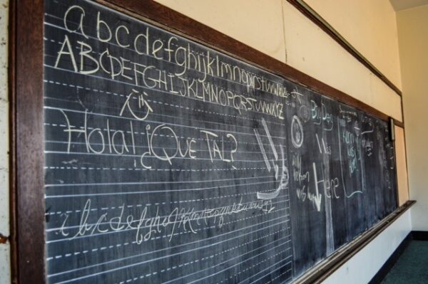 A chalkboard.