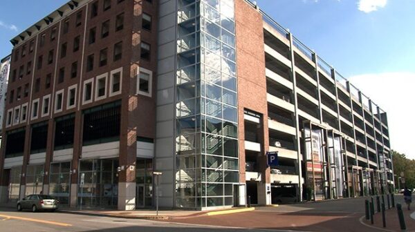 A parking garage.