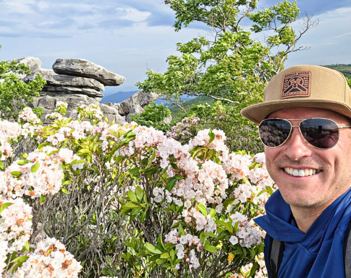 A man on a hillside.