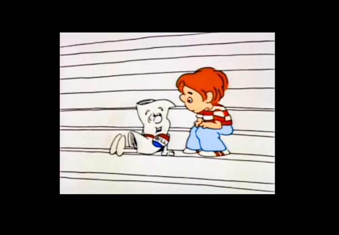 A kid on steps.
