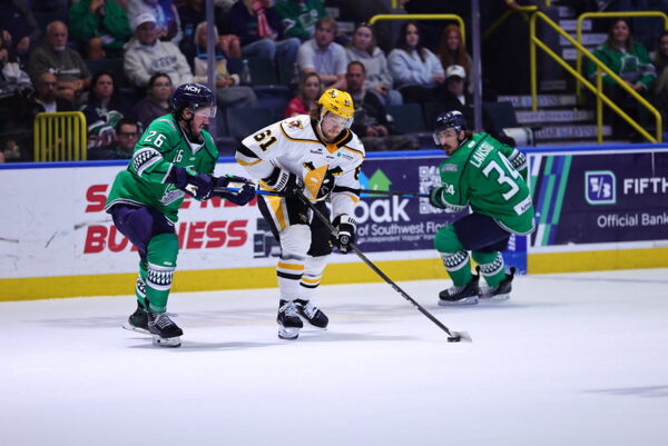 A hockey game.