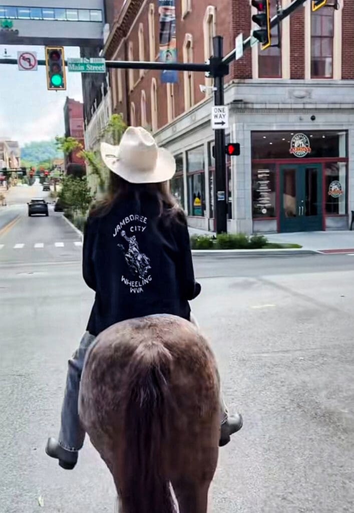 A person on a horse.