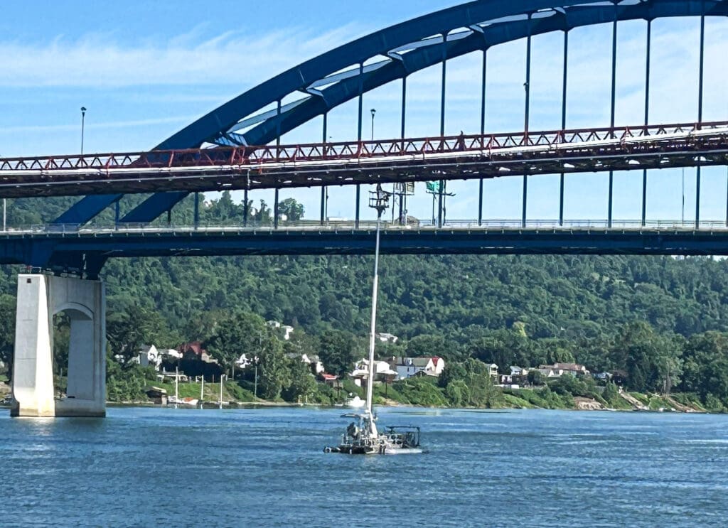 A crew in the river.
