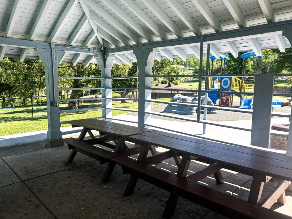 The inside of a shelter.