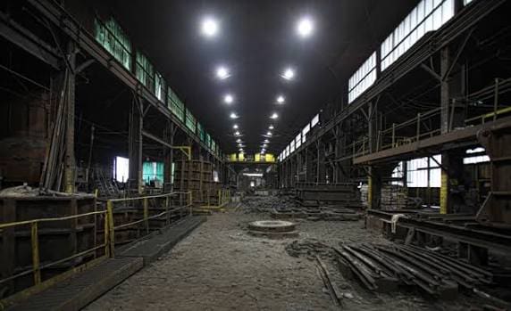 The inside of a factory.