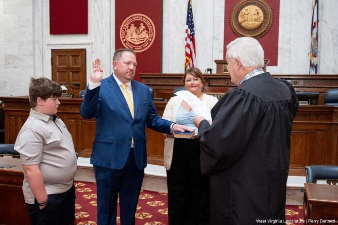 A man taking an oath.