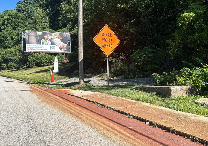 An orange road.