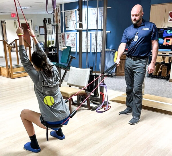 A female in rehab.