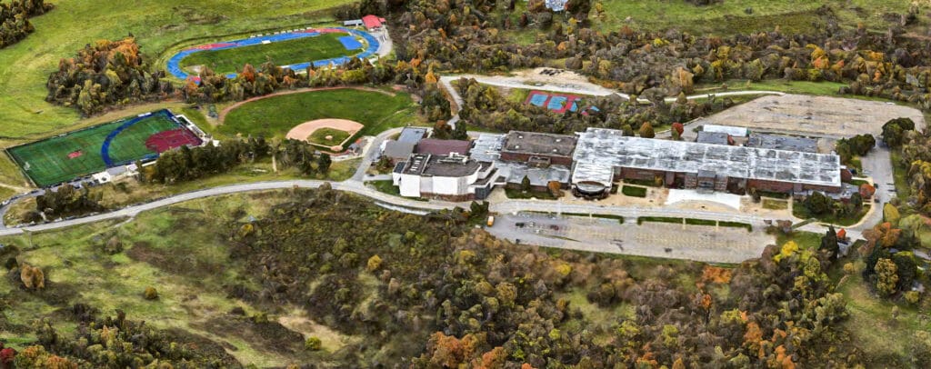 A bird's eye view of a complex.