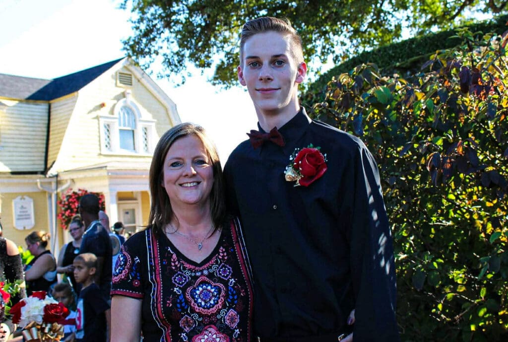 A mom and her son.
