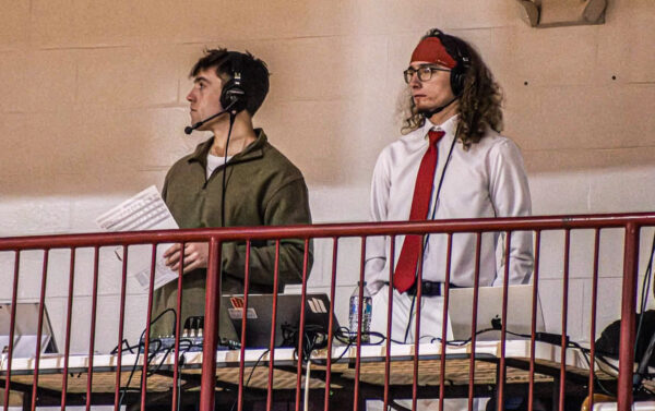 Two people in the stands.