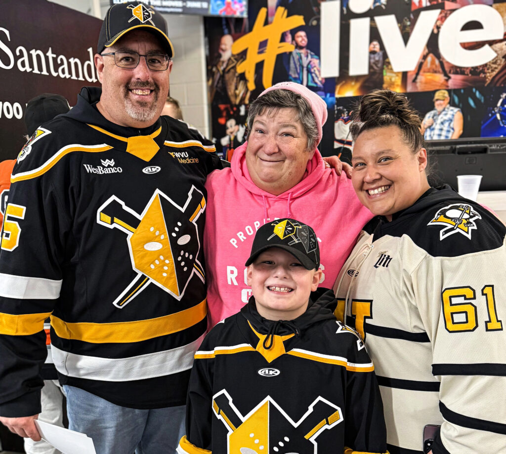 People at a hockey game.