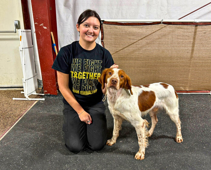 A lady and her dog.